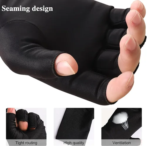 Miniatura 3 de Groyal Guantes UV para lámpara de uñas de gel, guantes profesionales de protección UV UPF50+ para manicura de gel, guante anti UV sin dedos que