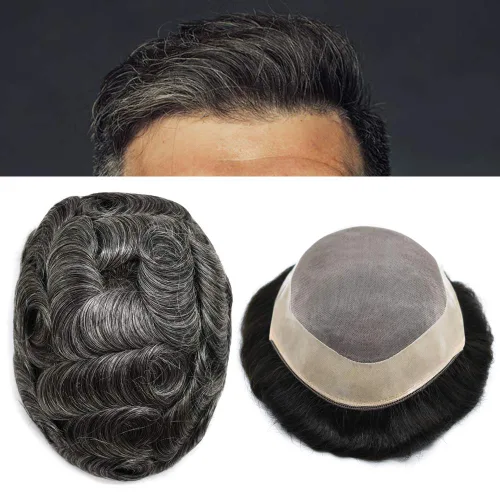 Miniatura 52 de Toupee cabello humano fino mono revestimiento de poliéster alrededor de la postizo duradero NPU monofilamento sistema de reemplazo de cabello