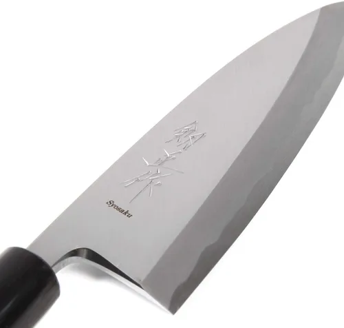 Miniatura 2 de Cuchillo de chef japonés para sushi Shiroko (acero blanco), mango de madera de magnolia en forma de D, Deba 6.5 pulgadas (6.496 in)