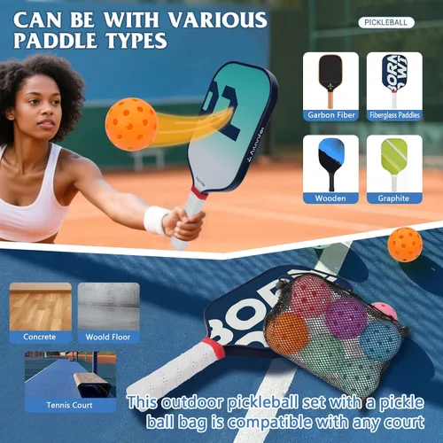 Miniatura 4 de Pickleball Balls 6 Pack 12 Pack- 40 Holes Outdoor Pickleball with Bag, Perfectly Balanced, High Bounce, Crack-Resistance，USAPA Standard - Multiple
