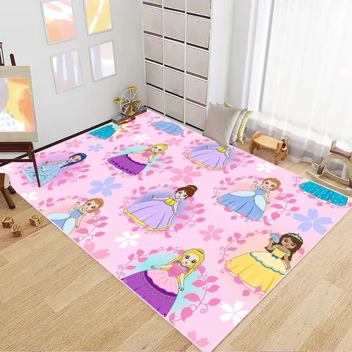 Miniatura 8 de Alfombra de área para dormitorio de niñas negras africanas, alfombra para sala de estar, sala de juegos, azul, lindo anime de dibujos animados