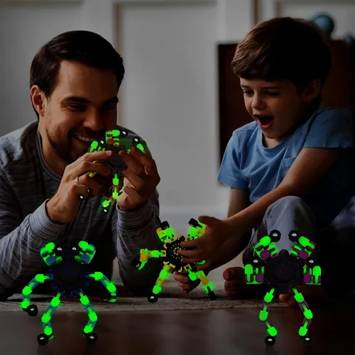 Miniatura 7 de Fidget Spinners, robot de cadena transformable para hacer tú mismo, que brilla en la oscuridad, juguete mecánico creativo para aliviar el estrés