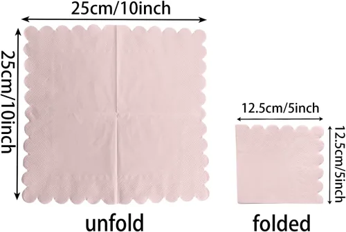 Miniatura 4 de Servilletas desechables de 2 capas de color rosa claro, servilletas de cóctel festoneadas, servilletas de bebidas, servilletas de postre