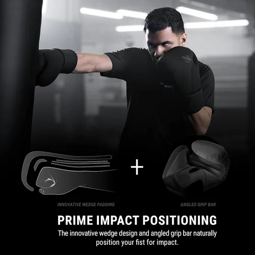 Miniatura 5 de Guantes de boxeo Hayabusa T360 – Ergonomía revolucionaria de la mano Soporte de muñeca potenciado Cierre de correa simple o doble Negro
