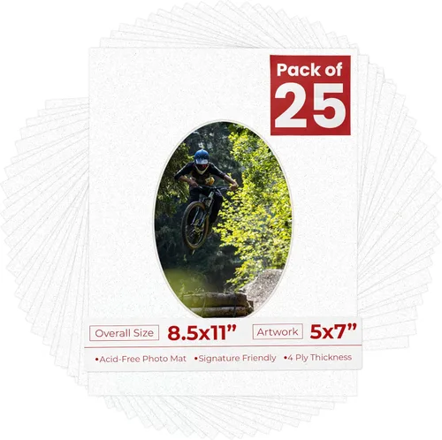 Miniatura 42 de Tapete de 8.5 x 11 pulgadas con corte biselado para fotos de 5 x 7 pulgadas, diseño ovalado, color azul bebé, sin ácidos, mate para proteger tus