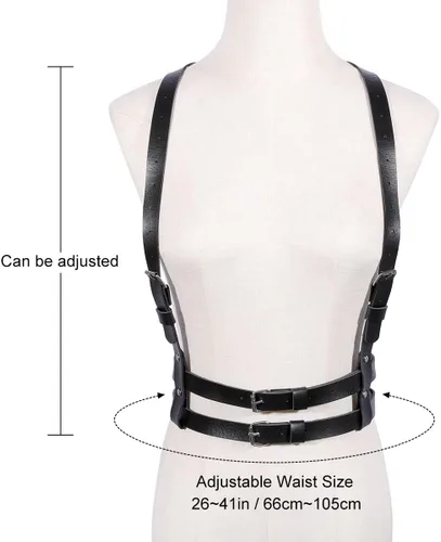 Miniatura 7 de Punk Waist Leather Chain Belt Harness Strappy Adjustable Body Accessories