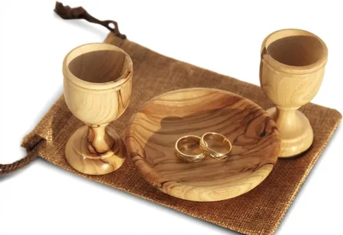 Miniatura 11 de Copa de Comunión de Madera de Olivo Tallada a Mano de 4.5 Pulgadas con Bandeja para Pan – Pequeña Copa Kiddush para Eucaristía, Santa Comunión