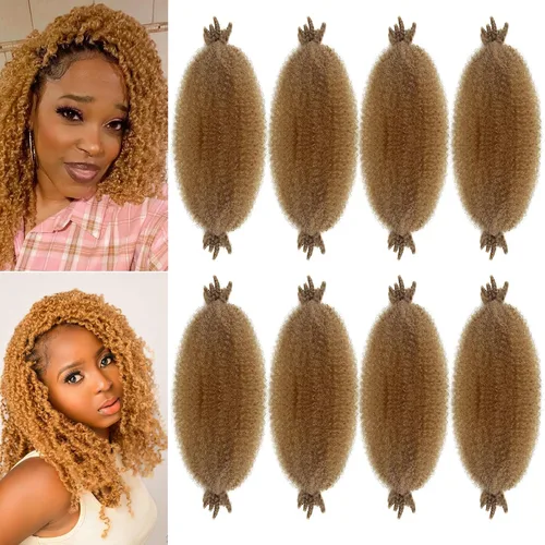 Miniatura 21 de Trenzas de pelo rizado anudadas a crochet estilo afro Marley, 12 pulgadas, pelo pre-separado y trenzado en resorte, trenzas de pelo afro rizado y 4#