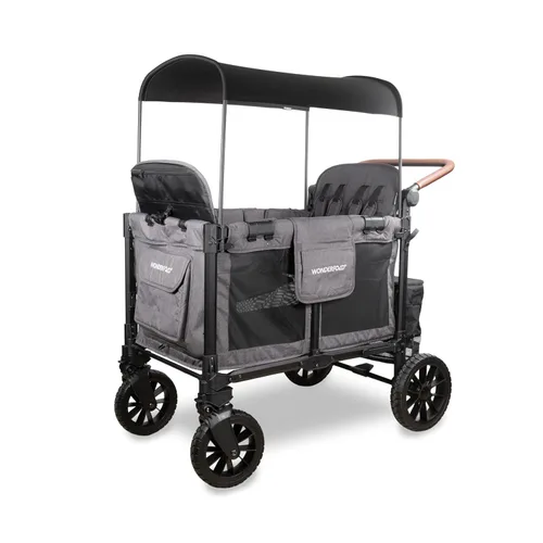 Miniatura 11 de WONDERFOLD W4 Luxe Pro Cochecito tipo vagón (4 plazas) - Cochecito tipo vagón plegable con asientos que cuentan con arneses de seguridad de 5 puntos