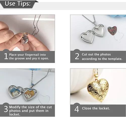 Miniatura 6 de YOUFENG - Collar de relicario que guarda fotos. Collares de relicarios de flores. Colgante bañado en oro de 18 quilates. Regalos para mujeres Niña