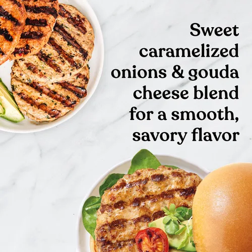 Miniatura 6 de Amylu Foods - Hamburguesa de Pollo con Cebolla Caramelizada y Gouda, Ingredientes Naturales, 18g de Proteína, Pollo Criado sin Antibióticos