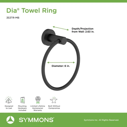 Miniatura 7 de Symmons 35AC3BUNDLEMB - Juego de accesorios de baño de pared de 3 piezas, color negro mate Mate negro
