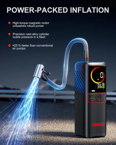 Miniatura 2 de GOOLOO GT160 Tire Inflator Portable Air Compressor, 160PSI Portable Air Pump for Car Tires, 7500mAh Cordless Air Pump with Digital Pressure Suitable