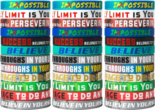 Miniatura 10 de QEERBSIN Paquete de 12 pulseras motivacionales para hombres, mujeres y adolescentes, pulseras inspiradoras de silicona unisex para adultos