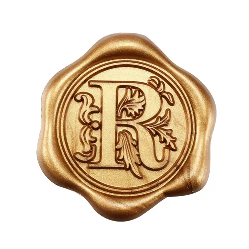 Miniatura 18 de Yoption 50 piezas de pegatinas de sello de cera inicial G, pegatinas de sello autoadhesivas de letra dorada retro antigua para sobres, para bodas
