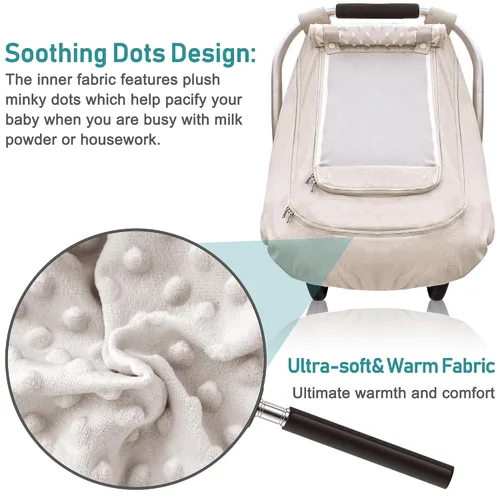 Miniatura 4 de Funda Impermeable para Asiento de Coche de Bebé, YVMVDV Funda Patentada para Asiento de Coche para Clima Frío para Bebés, Funda Toldo para Asiento