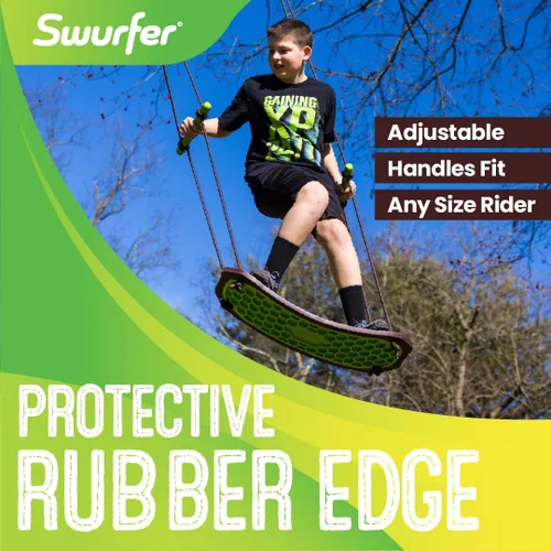 Miniatura 4 de Swurfer Kick Stand Up Surfing Tree Swing Outdoor Swings for Kids Up to 200 Lbs - Hang from Up to 10 Feet High - Includes 24" SwingBoard, UV Swurfer