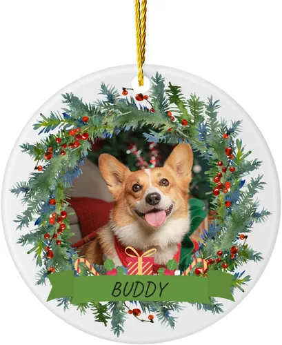 Adornos de Navidad personalizados para perros 2025 – Adornos de foto de mascota personalizados para decoraciones de árboles de Navidad, adorno de