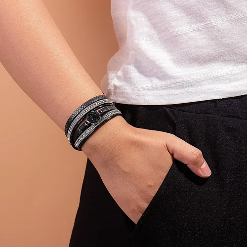 Miniatura 3 de Pulseras bohemias de cuero con cierre magnético para mujer, Cuero sintético