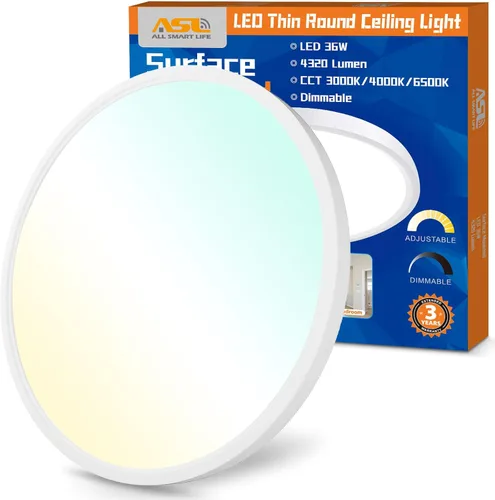 Miniatura 16 de Allsmartlife - Juego de 2 lámparas de techo empotradas, lámpara de techo LED redonda regulable CCT 3000K/4000K/6500K, lámparas de 24W de 12 pulgadas