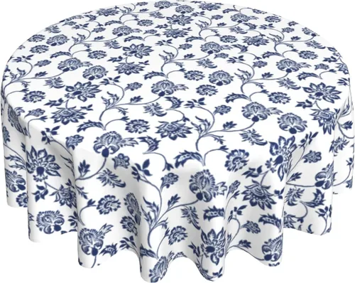 Cafl Mantel redondo de flores indias azules, impermeables, para bodas, fiestas, comedor, banquetes de vacaciones