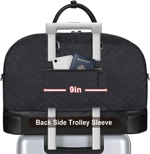 Miniatura 35 de IBFUN Bolsas de fin de semana para mujer, bolsa grande de lona para viaje, bolsa de viaje con compartimento para zapatos, 21 pulgadas, juego de 3