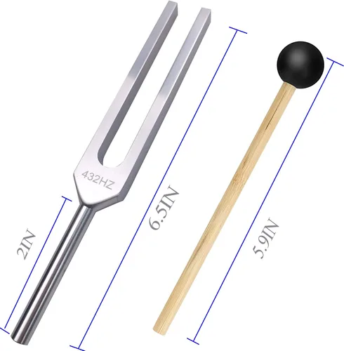 Miniatura 2 de 432 Hz Tuning Diapasón con Mazo de Goma om Intención Enhancer Música Natural Limpieza Paño Frecuencia