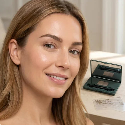 Miniatura 2 de Marie-José - Kit de polvo para cejas de color rubio oscuro y marrón claro, polvo impermeable para cejas con 6 plantillas reutilizables y cepillo