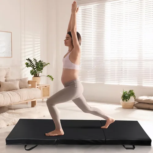 Miniatura 3 de Alfombrilla de gimnasia plegable portátil de tres pliegues de 6 x 2 pies, extra gruesa, de espuma, aeróbicos, yoga, artes marciales, artes