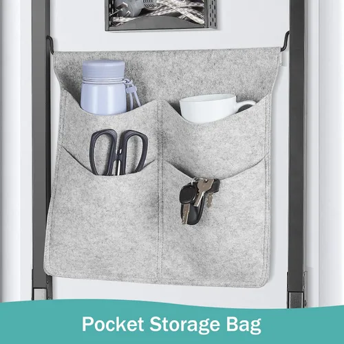 Miniatura 4 de Tabla de planchar sobre la puerta de 13 x 36 pulgadas con soporte para plancha y bolsa de almacenamiento con bolsillo, tabla de planchar colgante
