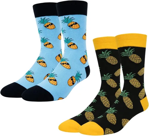 Miniatura 2 de Zmart Calcetines de piña FIV para hombre calcetines de guitarra Taco regalos divertidos de piña FIV calcetines divertidos paquete de 2 Multi M