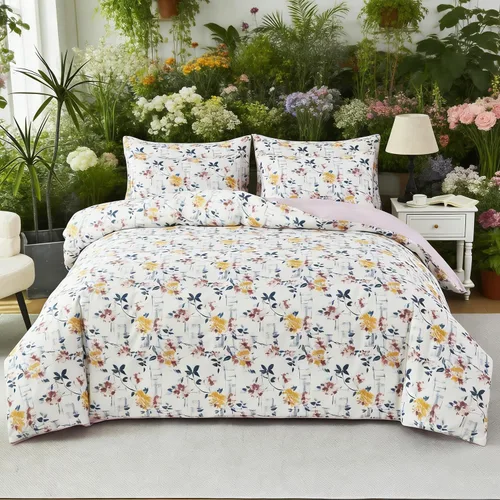 Miniatura 13 de URBONUR Juego de funda de edredón con diseño floral verde, tamaño King, 100% algodón egipcio, juego de ropa de cama con estampado de mariposas Verde