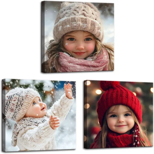 Miniatura 8 de ZHIYYHAO Impresiones en lienzo personalizadas con tus fotos, juego de 2 fotos enmarcadas de 16 x 24 pulgadas, retrato familiar personalizado para 2