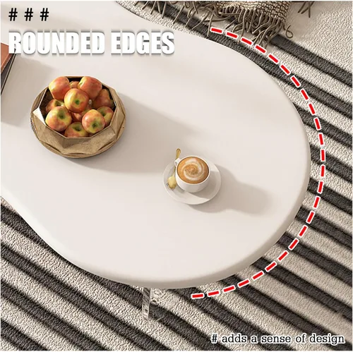 Miniatura 3 de Cofee Mesa de centro de madera, mesa de centro para sala, mesa de café de lujo, mesa de té de 2 niveles con estante de almacenamiento, esquinas