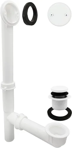Miniatura 26 de Westbrass 593244-26 Kit de drenaje de residuos de baño con punta tubular blanca de 1-1/2 pulgadas, cromo pulido