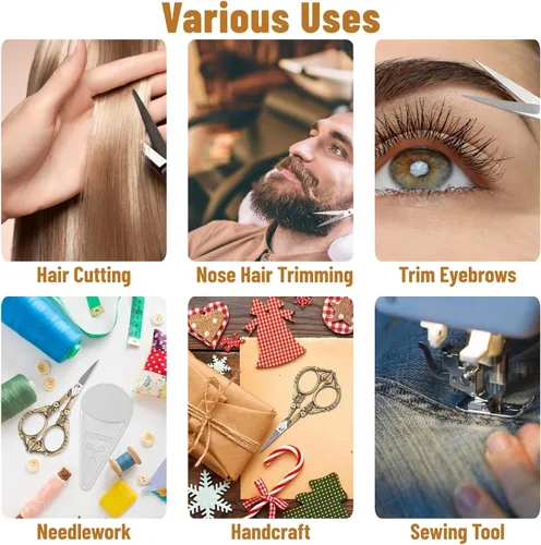 Miniatura 7 de Tijeras de bordado, pequeñas tijeras de coser puntiagudas para punto de cruz, corte de bordado, costura, artesanía, trabajo de arte, herramienta
