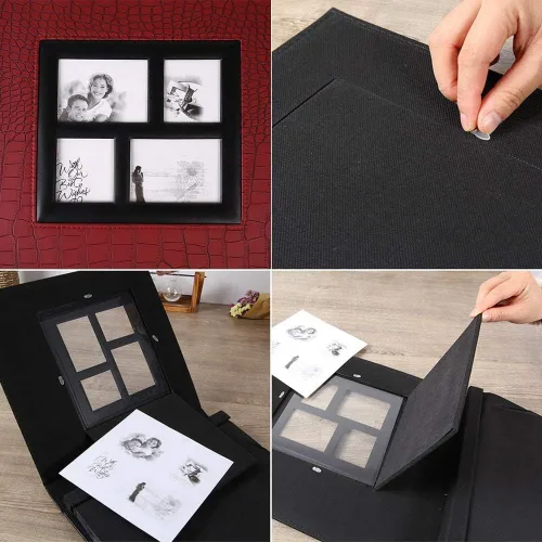 Miniatura 3 de Vienrose Álbum de fotos para 600 fotos de 4 x 6 pulgadas, cubierta de piel, capacidad extra grande para bodas, bebés y vacaciones Rojo