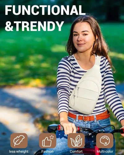 Miniatura 3 de Tuwubi Bolsos cruzados para mujer, bolsa para hombres, mochila pequeña de senderismo antirrobo, ligera para viajes al aire libre (M, beige)