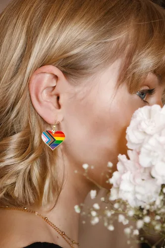 Miniatura 3 de Heart Shape Pride Dangle Earrings Gay and Lesbian LGBT Pride Gifts Jewelry