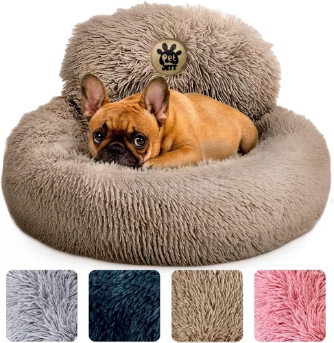 Miniatura 10 de PetJett - Cama calmante para perros pequeños, camas en forma de dona de 23 pulgadas, antideslizante y lavable, cama para mascotas de piel sintética