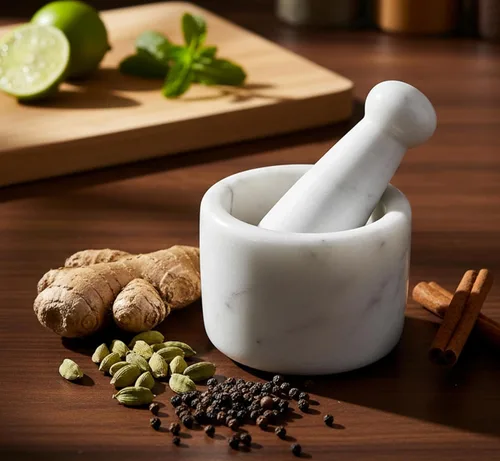 KLEO Juego de mortero y mortero de piedra natural de 3 pulgadas, molinillo de especias y hierbas resistente, triturador de guacamole, no poroso,