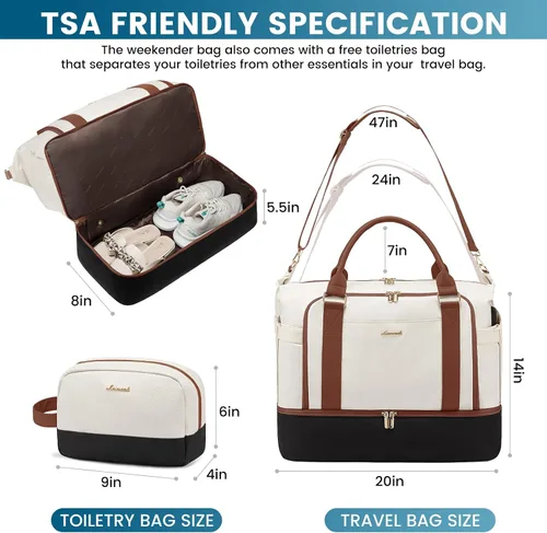 Miniatura 2 de LOVEVOOK Bolsa de viaje para mujer, bolsa de transporte de gran capacidad con bolsa de aseo