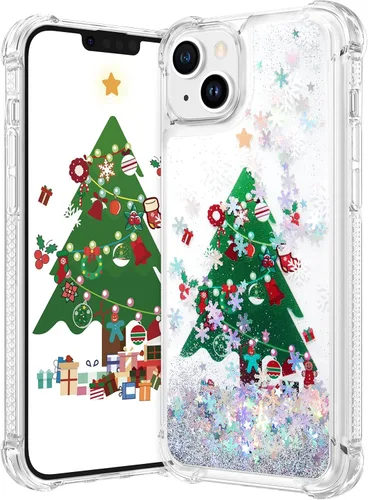 Miniatura 24 de Maxdara Funda de Navidad para iPhone 11, diseño de muñeco de nieve con purpurina líquida brillante cubierta bonita para niñas y niños, 6.1 pulgadas