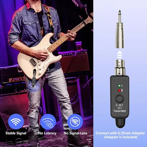 Miniatura 4 de Transmisor y receptor XLR inalámbrico A11 2.4GHz, sistema de micrófono inalámbrico para micrófonos dinámicos, mezclador de audio, sistema de PA