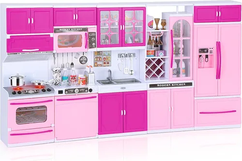 Mastom Juego de Cocina para Niñas, Juguetes de Cocina de Juego para Muñecas con Luces y Sonidos Realistas, 56PCS Accesorios de Juguetes de Cocina de