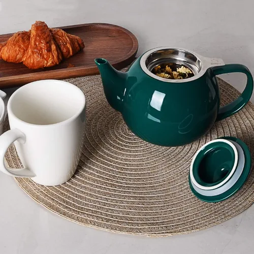 Miniatura 4 de Sweejar Tetera de porcelana con infusor de acero inoxidable extraíble, apto para microondas y lavavajillas, para té suelto, infusor de té para Jade