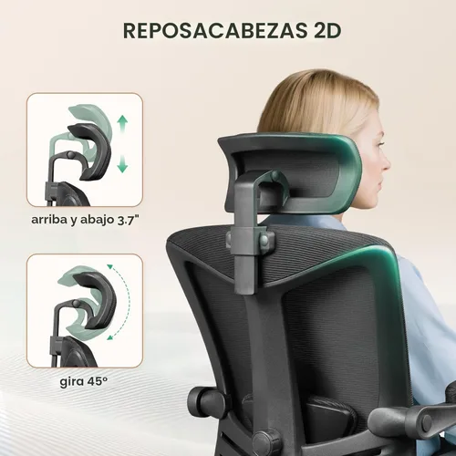 Miniatura 6 de DEVAISE Silla de escritorio ergonómica de malla con reposapiés, cómoda silla de computadora reclinable grande y alta con soporte lumbar ajustable