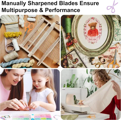 Miniatura 6 de 10 piezas tijeras pequeñas para todo propósito, tijeras mini de detalle para manualidades de acero inoxidable afiladas con cubierta protectora