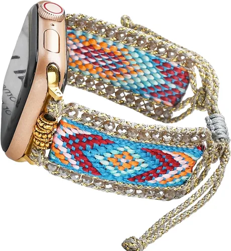 Correa de nailon trenzada de lujo compatible con correas de Apple Watch de 1.575 pulgadas, 1.614 pulgadas, 1.496 pulgadas, pulsera de amistad retro