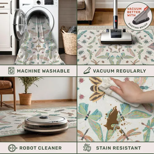 Miniatura 4 de Hazo Haus Alfombra de Baño Bohemia Lavable 2x3, Alfombras Pequeñas para Cocina, Tocador, Puerta Principal Entrada Interior, Antideslizante Pelo Bajo